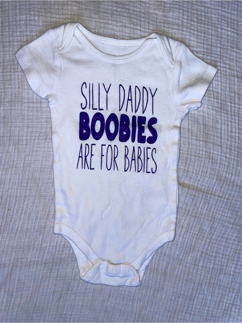 Little Wonders White One-Piece Bodysuit with Purple Lettering